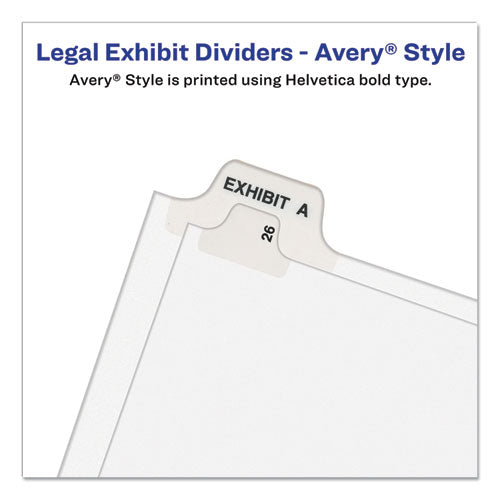 Avery-style Preprinted Legal Side Tab Divider, 26-tab, Exhibit E,11 X 8.5, White, 25/pack, (1375)