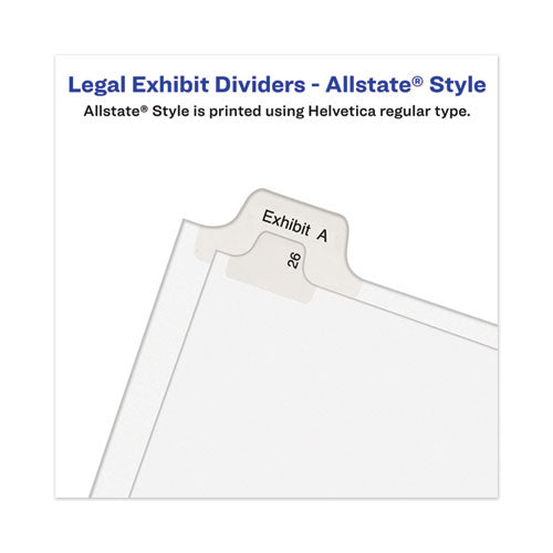 Avery-style Preprinted Legal Side Tab Divider, 26-tab, Exhibit F, 11 X 8.5, White, 25/pack, (1376).