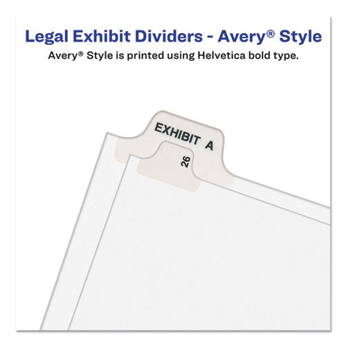 Avery-style Preprinted Legal Side Tab Divider, 26-tab, Exhibit V, 11 X 8.5, White, 25/pack, (1392).