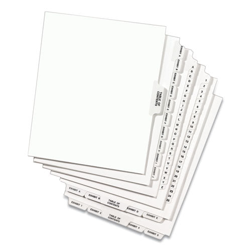 Preprinted Legal Exhibit Side Tab Index Dividers, Avery Style, 26-tab, A To Z, 11 X 8.5, White, 1 Set, (1400).