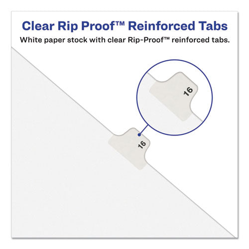 Preprinted Legal Exhibit Side Tab Index Dividers, Avery Style, 26-tab, A, 11 X 8.5, White, 25/pack, .(1401)