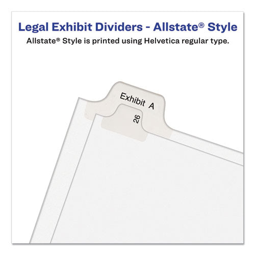 Preprinted Legal Exhibit Side Tab Index Dividers,Allstate Style, 26-tab, A To Z, 11 X 8.5, White, 1 Set, (1700)