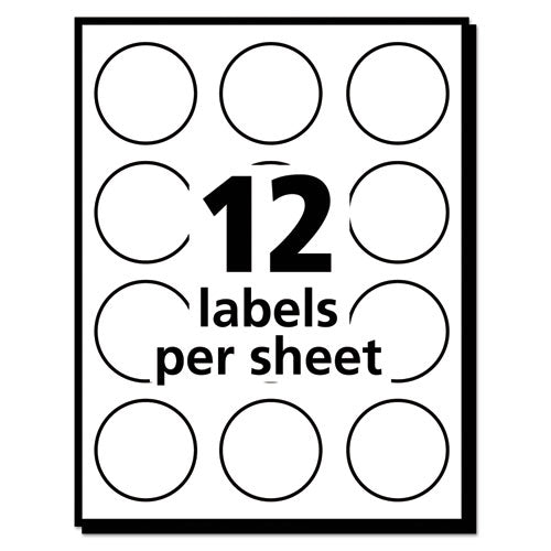 Removable Multi-use Labels,Inkjet/laser Printers, 1" Dia, White, 12/sheet, 50 Sheets/pack, (5410)