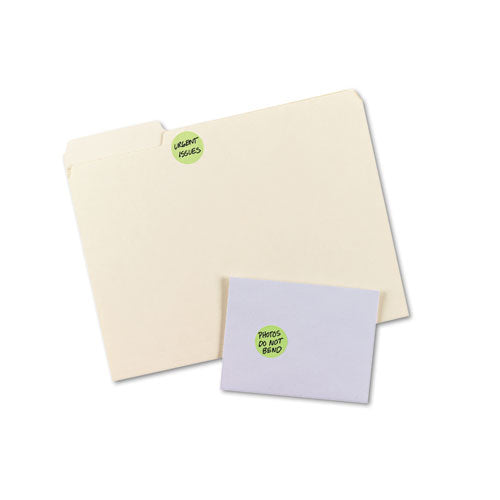 Printable Self-adhesive Removable Color-coding Labels, 1.25" Dia,Neon Green, 8/sheet, 50 Sheets/pack, (5498)