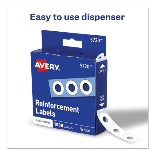 Dispenser Pack Hole Reinforcements, 0.25" Dia, White, 1,000/pack, (5720).