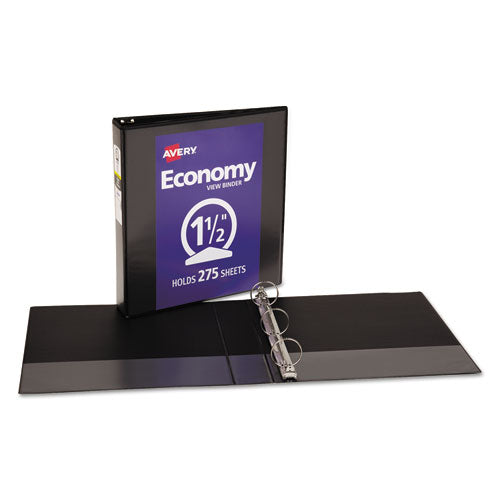 Economy View Binder With Round Rings , 3 Rings, 1.5" Capacity, 11 X 8.5, Black, (5725).