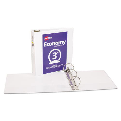 Economy View Binder With Round Rings , 3 Rings, 3" Capacity, 11 X 8.5, White, (5741).