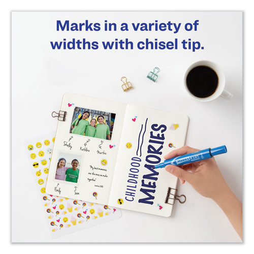 Marks A Lot Regular Desk-style Permanent Marker, Broad Chisel Tip, Blue, Dozen (7886).