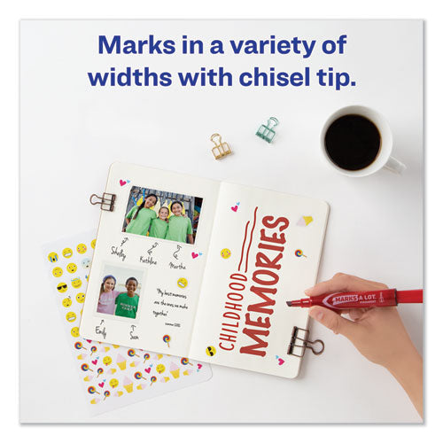 Marks A Lot Regular Desk-style Permanent Marker, Broad Chisel Tip, Red, Dozen (7887).