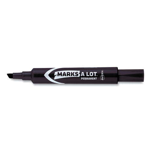 Marks A Lot Regular Desk-style Permanent Marker, Broad Chisel Tip, Black, Dozen (7888).