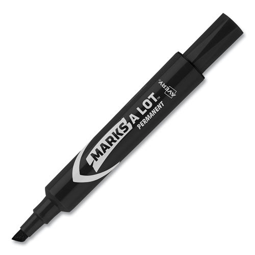 Marks A Lot Regular Desk-style Permanent Marker, Broad Chisel Tip, Black, Dozen (7888).