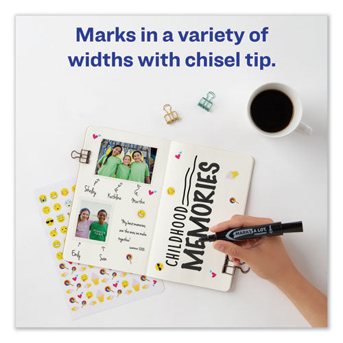 Marks A Lot Regular Desk-style Permanent Marker, Broad Chisel Tip, Black, Dozen (7888).