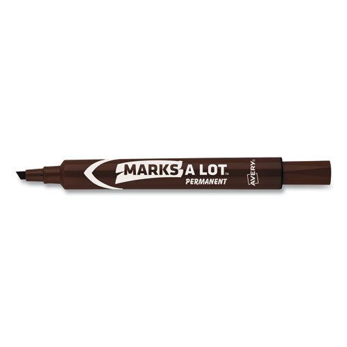 Marks A Lot Large Desk-style Permanent Marker, Broad Chisel Tip, Brown, Dozen (8881).