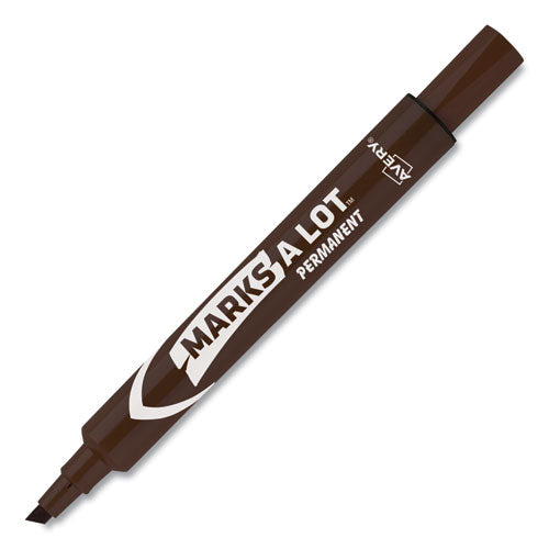 Marks A Lot Large Desk-style Permanent Marker, Broad Chisel Tip, Brown, Dozen (8881).