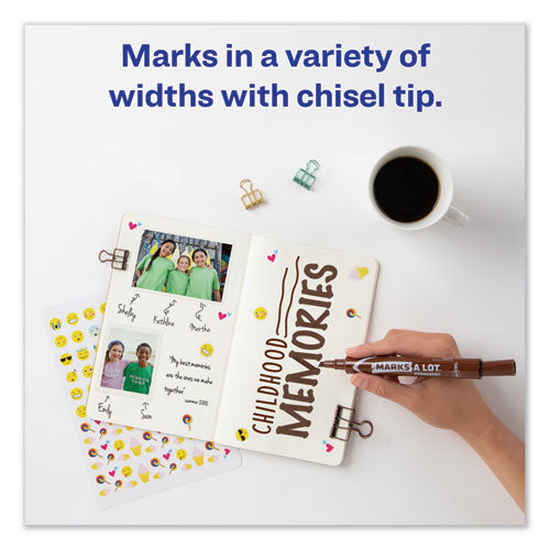 Marks A Lot Large Desk-style Permanent Marker, Broad Chisel Tip, Brown, Dozen (8881).