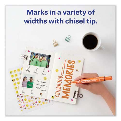 Marks A Lot Large Desk-style Permanent Marker, Broad Chisel Tip, Orange, Dozen (8883).