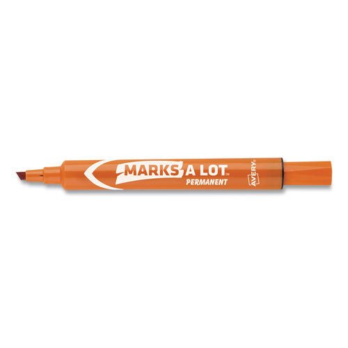 Marks A Lot Large Desk-style Permanent Marker, Broad Chisel Tip, Orange, Dozen (8883).