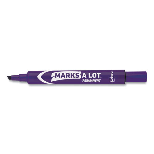 Marks A Lot Large Desk-style Permanent Marker, Broad Chisel Tip, Purple, Dozen (8884).