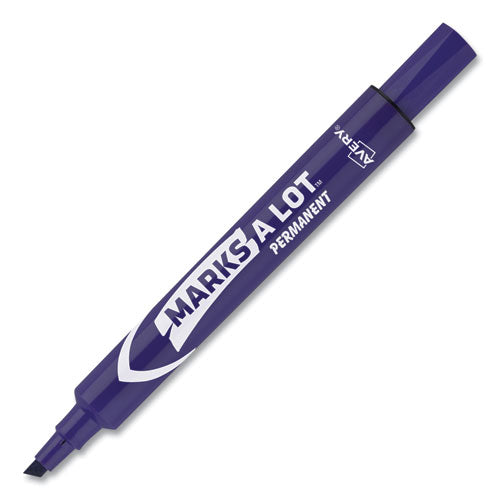 Marks A Lot Large Desk-style Permanent Marker, Broad Chisel Tip, Purple, Dozen (8884).