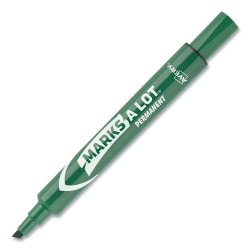 Marks A Lot Large Desk-style Permanent Marker, Broad Chisel Tip, Green, Dozen (8885).