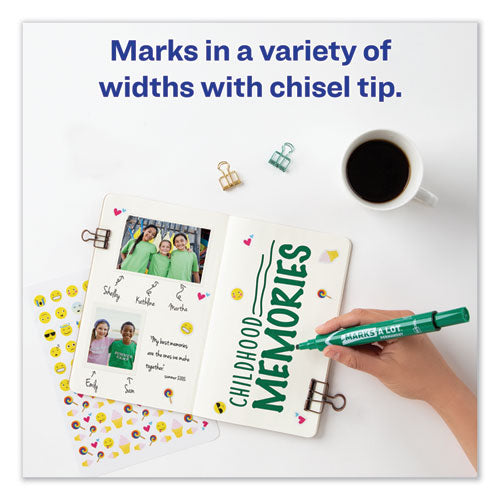 Marks A Lot Large Desk-style Permanent Marker, Broad Chisel Tip, Green, Dozen (8885).