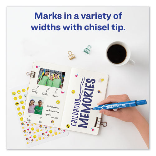 Marks A Lot Large Desk-style Permanent Marker, Broad Chisel Tip, Blue, Dozen (8886).