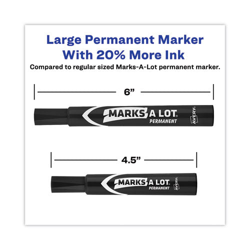 Marks A Lot Large Desk-style Permanent Marker, Broad Chisel Tip, Black,Dozen (8888)