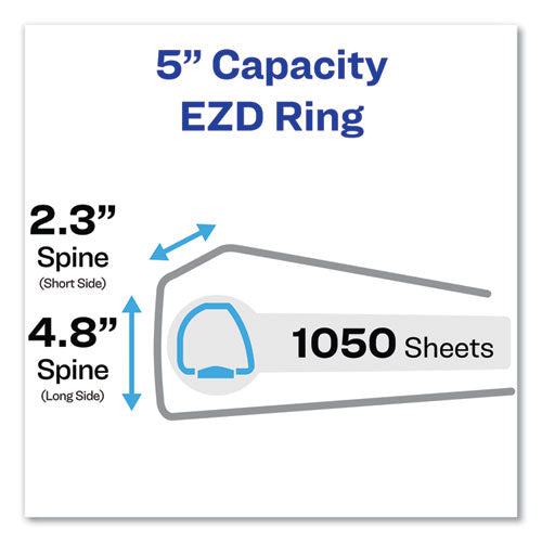 Durable Non-view Binder With Durahinge And Ezd Rings, 3 Rings, 5" Capacity, 11 X 8.5, Black, (8901).