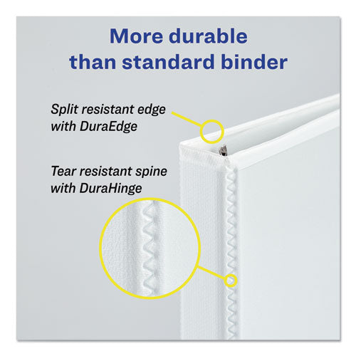 Durable View Binder With Durahinge And Ezd Rings, 3 Rings, 1.5" Capacity, 11 X 8.5, White, (9401).