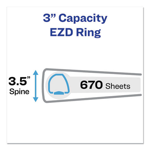 Durable View Binder With Durahinge And Ezd Rings, 3 Rings, 3" Capacity, 11 X 8.5, Black, (9700).