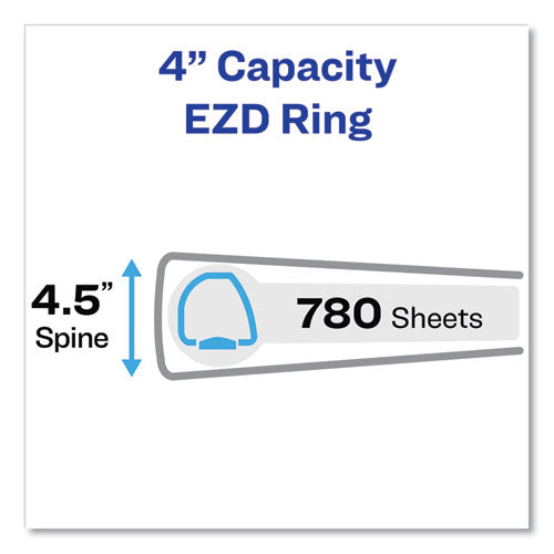 Durable View Binder With Durahinge And Ezd Rings, 3 Rings, 4" Capacity, 11 X 8.5, Black, (9800).