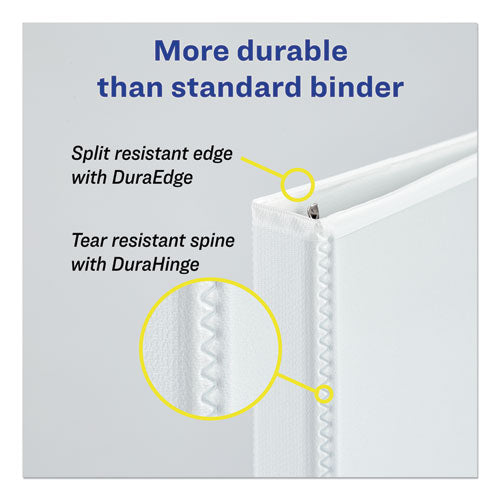 Durable View Binder With Durahinge And Ezd Rings, 3 Rings, 4" Capacity, 11 X 8.5, White, (9801).