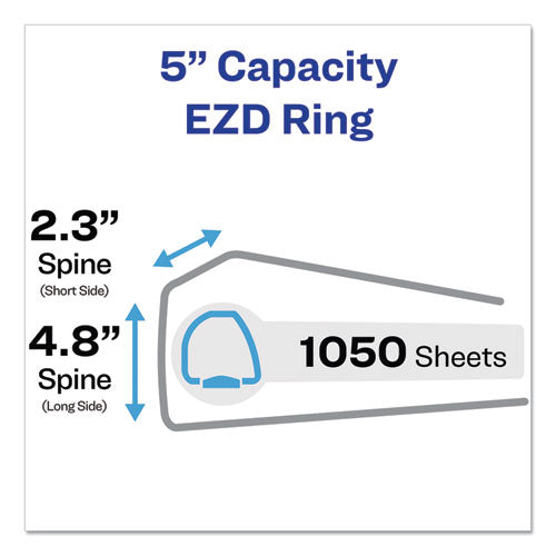 Durable View Binder With Durahinge And Ezd Rings, 3 Rings, 5" Capacity, 11 X 8.5, White, (9901).