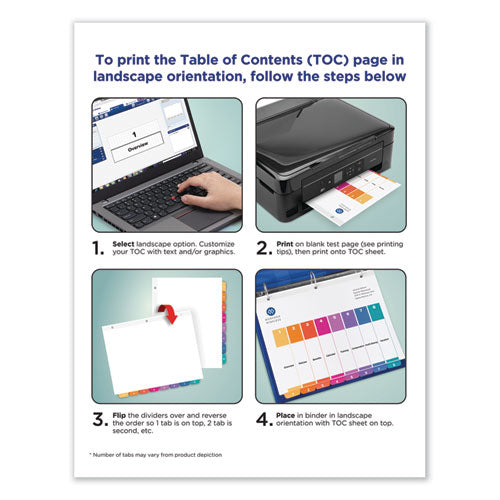 Customizable Table Of Contents Ready Index Dividers With Multicolor Tabs,8-tab, 1 To 8, 11 X 8.5, White, 3 Sets