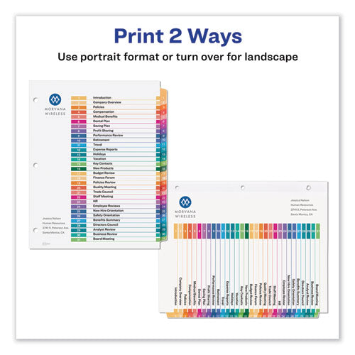 Customizable Table Of Contents Ready Index Dividers With Multicolor Tabs,31-tab, 1 To 31, 11 X 8.5, White, 1 Set