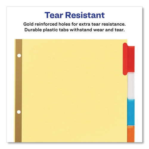 Insertable Big Tab Dividers, 5-tab,Double-sided Gold Edge Reinforcing, 11 X 8.5, Buff, Assorted Tabs, 1 Set