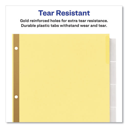 Insertable Big Tab Dividers, 5-tab, Double-sided Gold Edge Reinforcing, 11 X 8.5, Buff, Clear Tabs,1 Set