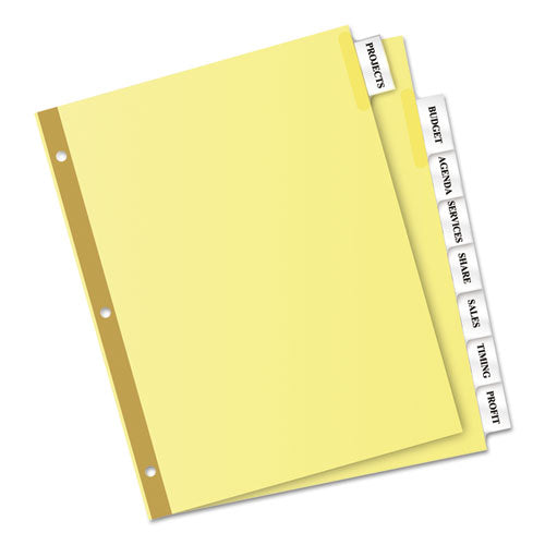 Insertable Big Tab Dividers, 8-tab, Double-sided Gold Edge Reinforcing, 11 X 8.5, Buff,Clear Tabs, 1 Set