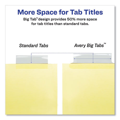 Insertable Big Tab Dividers, 8-tab, Double-sided Gold Edge Reinforcing, 11 X 8.5, Buff,Clear Tabs, 1 Set