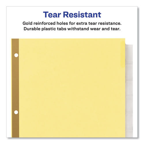 Insertable Big Tab Dividers, 8-tab, Double-sided Gold Edge Reinforcing, 11 X 8.5, Buff,Clear Tabs, 1 Set