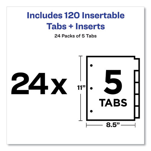 Insertable Big Tab Dividers, 5-tab, Double-sided Gold Edge Reinforcing, 11 X 8.5, Buff, Clear Tabs, 24 Sets.