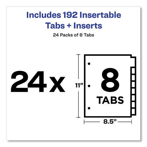 Insertable Big Tab Dividers, 8-tab, Double-sided Gold Edge Reinforcing, 11 X 8.5, Buff, Clear Tabs, 24 Sets.