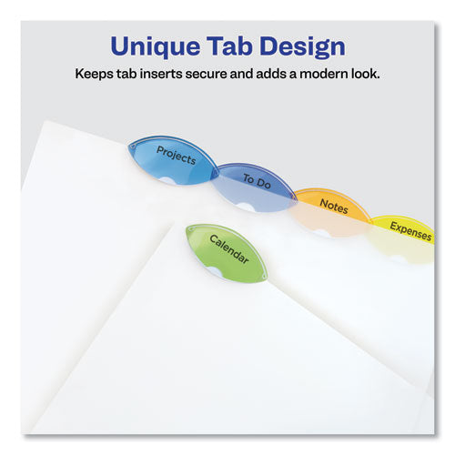 Insertable Style Edge Tab Plastic Dividers, 7-hole Punched, 5-tab, 8.5 X 5.5, Translucent, 1 Set.