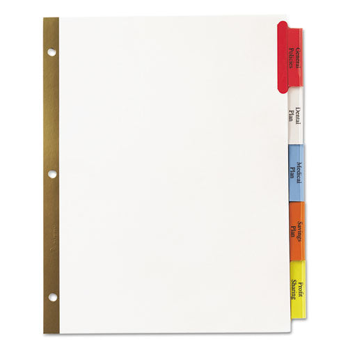 Insertable Big Tab Dividers, 5-tab, Double-sided Gold Edge Reinforcing, 11 X 8.5, White, Assorted Tabs, .1 Set