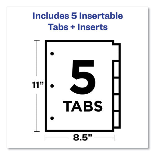 Insertable Big Tab Dividers, 5-tab, Double-sided Gold Edge Reinforcing, 11 X 8.5, White, Assorted Tabs, .1 Set