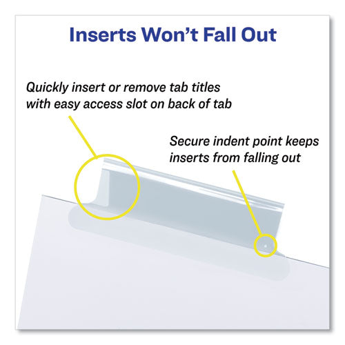 Insertable Big Tab Dividers, 5-tab, Double-sided Gold Edge Reinforcing, 11 X 8.5, White, Clear Tabs, 1 Set.