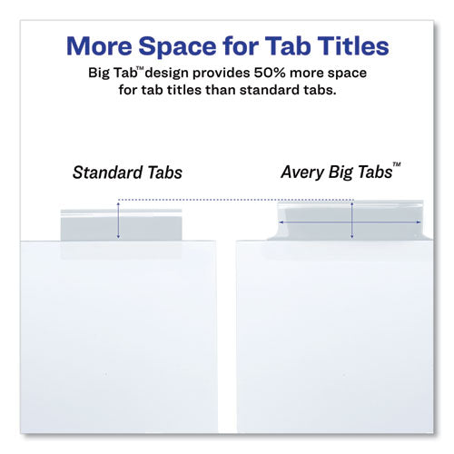 Insertable Big Tab Dividers, 8-tab, Double-sided Gold Edge Reinforcing, 11 X 8.5, White, Clear Tabs, 1 Set.