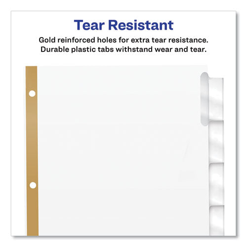 Insertable Big Tab Dividers, 8-tab, Double-sided Gold Edge Reinforcing, 11 X 8.5, White, Clear Tabs, 1 Set.