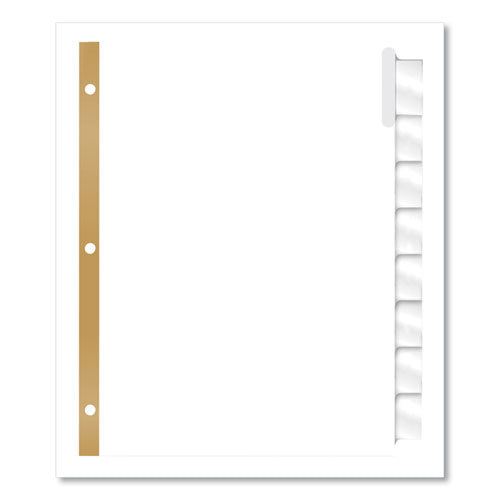 Insertable Big Tab Dividers, 8-tab, Double-sided Gold Edge Reinforcing, 11 X 8.5, White, Clear Tabs, 1 Set.