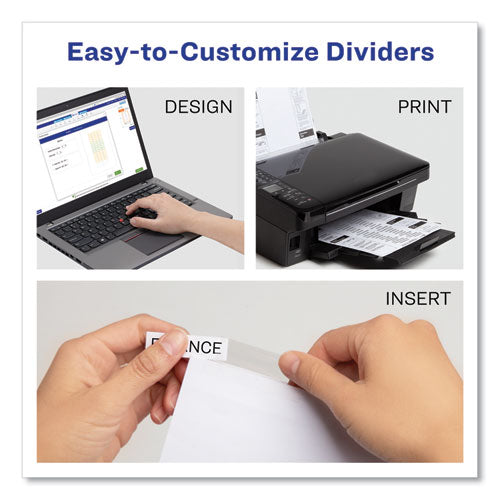 Insertable Big Tab Dividers, 8-tab, Double-sided Gold Edge Reinforcing, 11 X 8.5, White, Clear Tabs, 1 Set.